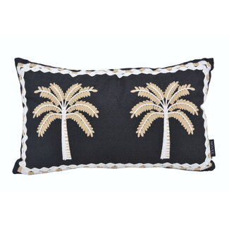 NOVÉE Ibiza Palmboom Zwart Kussenhoes | 30x50 cm | Polyester