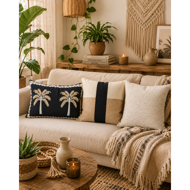 Block Jute Kussenhoes | 45x45 cm | Katoen