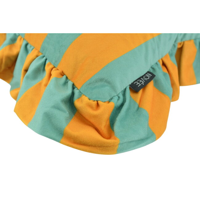 Sierkussen Ruffles Stripe Groen/Geel | 45x45 cm | Katoen/Polyester