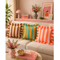 Sierkussen Ruffles Stripe Oranje/Roze | 45x45 cm | Katoen/Polyester