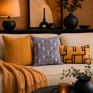 Abstract Velvet Okergeel Kussenhoes | 45x45 cm | Velvet/Polyester