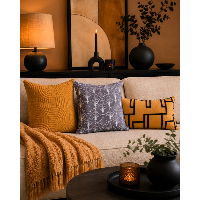Abstract Velvet Okergeel Kussenhoes | 45x45 cm | Velvet/Polyester