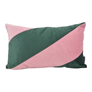 NOVÉE Velvet Swirl Intens Groen/Lichtroze Kussenhoes | 30x50 cm | Polyester