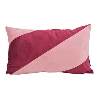 NOVÉE Velvet Swirl Wijnrood/Lichtroze Kussenhoes | 30x50 cm | Polyester