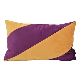 NOVÉE Velvet Swirl Okergeel/Aubergine Kussenhoes | 30x50 cm | Polyester