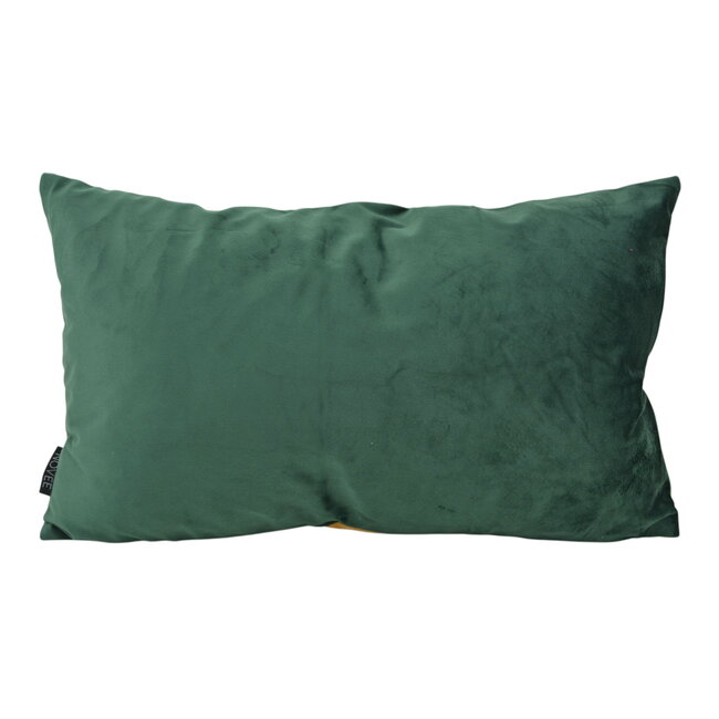 Velvet Swirl Okergeel/Intens Groen Kussenhoes | 30x50 cm | Polyester