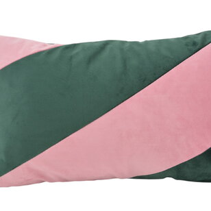 Sierkussen Velvet Swirl Intens Groen/Lichtroze | 30 x 50 cm | Polyester