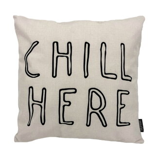 Gek op kussens! Sierkussen Chill Here | 45 x 45 cm | Katoen/Linnen