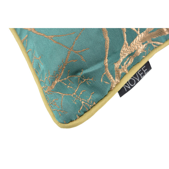 Zinzi Gold/Green Kussenhoes | 45x45 cm | Jacquard/Polyester