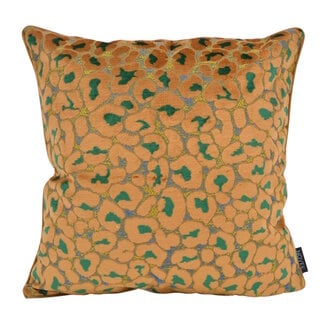NOVÉE Leopard Goudbruin/Groen Kussenhoes | 45x45 cm | Velvet/Polyester