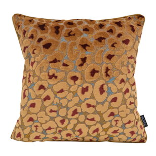 Leopard Bruin/Burgundy Kussenhoes | 45x45 cm | Velvet/Polyester