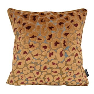 NOVÉE Leopard Bruin/Burgundy Kussenhoes | 45x45 cm | Velvet/Polyester