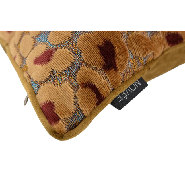 Leopard Bruin/Burgundy Kussenhoes | 45x45 cm | Velvet/Polyester