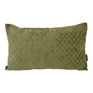 NOVÉE Chenille Checker Groen Kussenhoes | 30x50 cm | Polyester