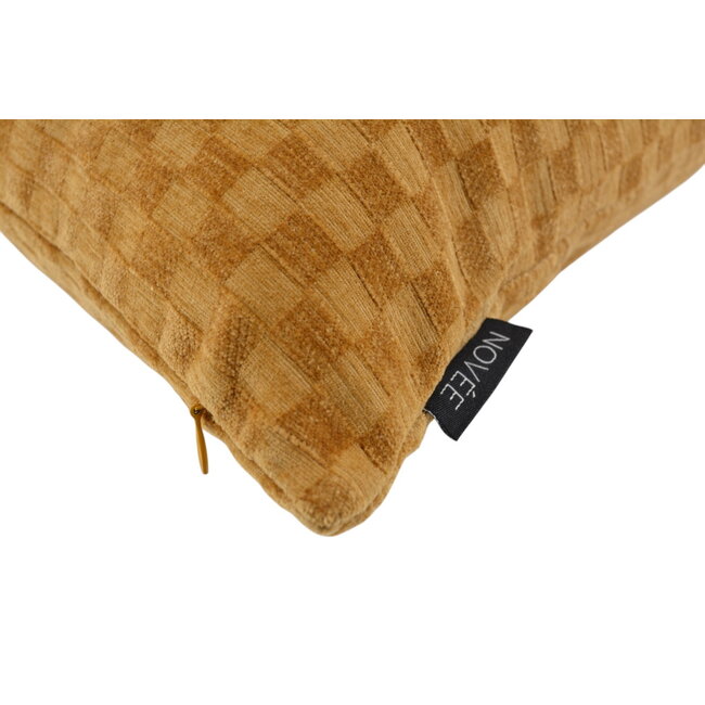 Chenille Checker Oker Kussenhoes | 45x45 cm | Polyester