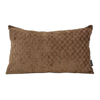 NOVÉE Chenille Checker Bruin Kussenhoes | 30x50 cm | Polyester