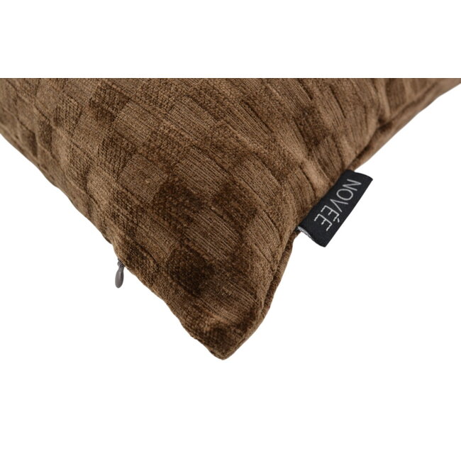 Chenille Checker Bruin Kussenhoes | 45x45 cm | Polyester