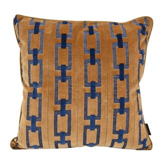 NOVÉE Chain Bruin/Blauw Kussenhoes | 45x45 cm | Velvet/Polyester