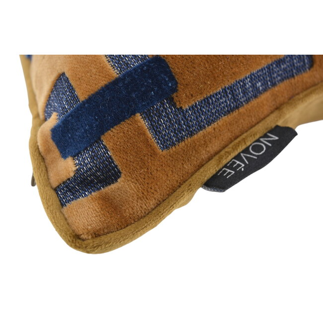 Chain Bruin/Blauw Kussenhoes | 45x45 cm | Velvet/Polyester