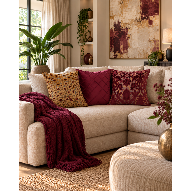 Heritage Burgundy Kussenhoes | 45x45 cm | Velvet/Polyester