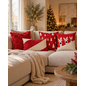 Sierkussen Velvet Swirl Rood/Wit | 30 x 50 cm | Polyester