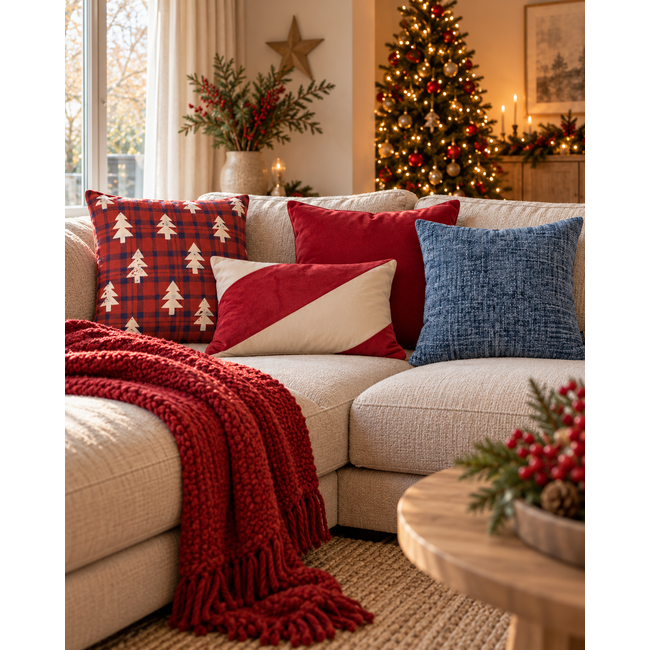 Chenille Stripe Blauw Kussenhoes | 45x45 cm | Polyester