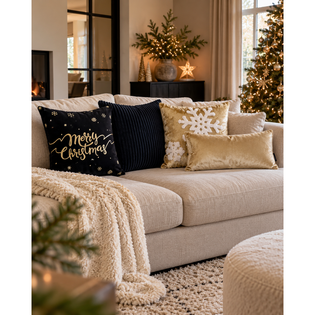Velvet Gold Snow Kussenhoes | 45x45 cm | Fluweel/Polyester