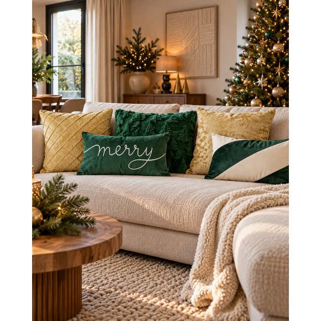 Sierkussen Velvet Swirl Intens Groen/Wit | 30 x 50 cm | Polyester