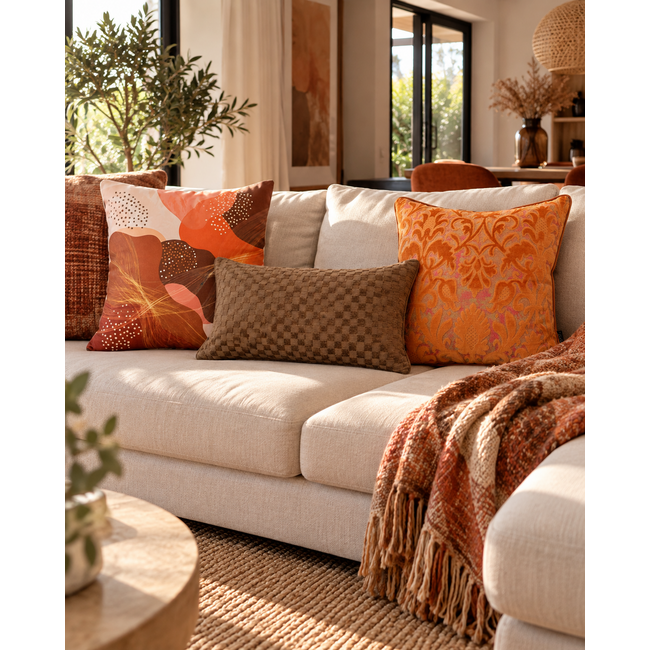 Sierkussen Chenille Checker Bruin | 30x50 cm | Polyester
