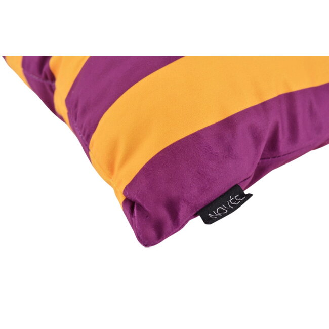 Streep Aubergine/Okergeel Kussenhoes | 45x45 cm | Katoen/Polyester