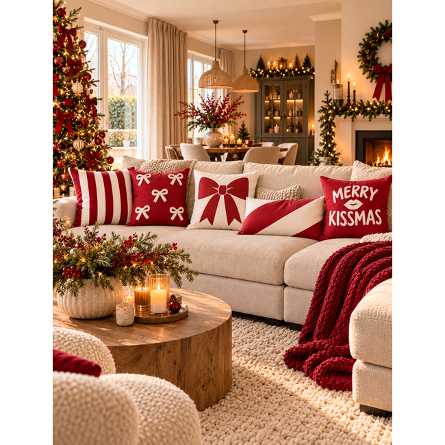 Merry Kissmass Kussenhoes | 45x45 cm | Katoen/Polyester