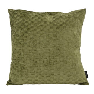NOVÉE Sierkussen Chenille Checker Groen | 45x45 cm | Polyester
