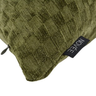Sierkussen Chenille Checker Groen | 45x45 cm | Polyester