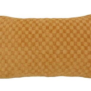 Sierkussen Chenille Checker Oker | 30x50 cm | Polyester