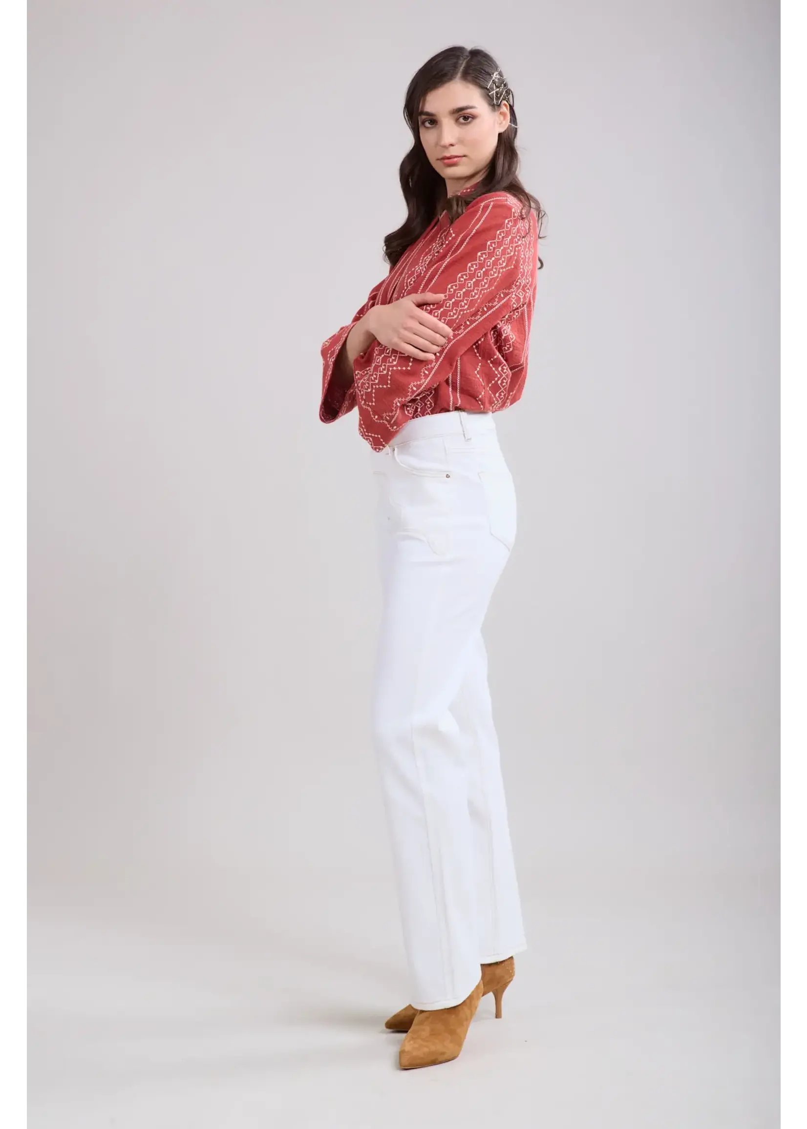 Toxik3 jean droit taille haute blanc - skyler