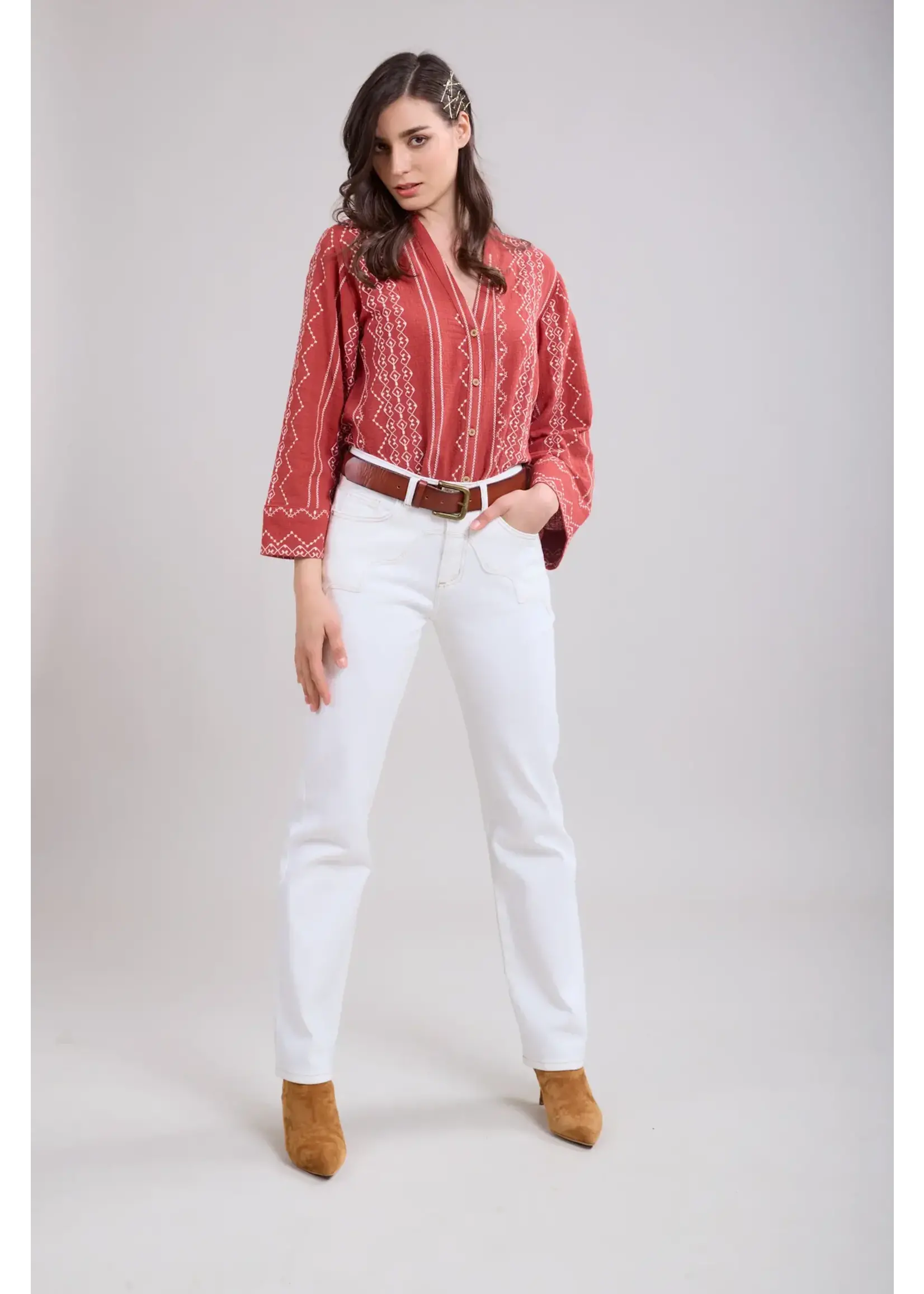 Toxik3 jean droit taille haute blanc - skyler