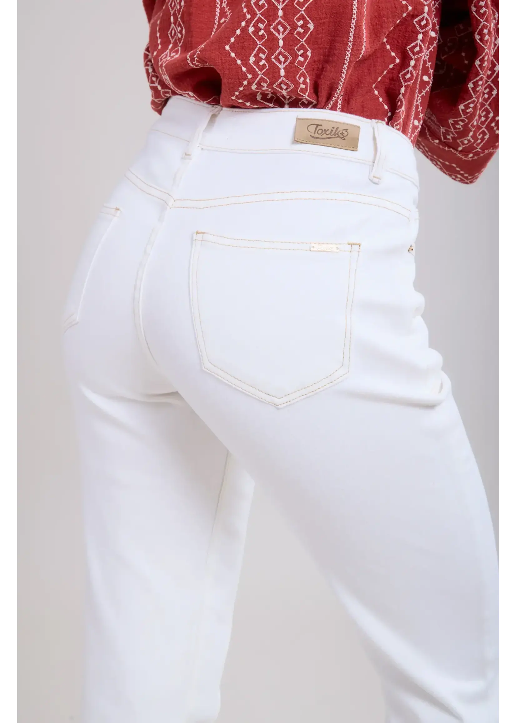 Toxik3 jean droit taille haute blanc - skyler