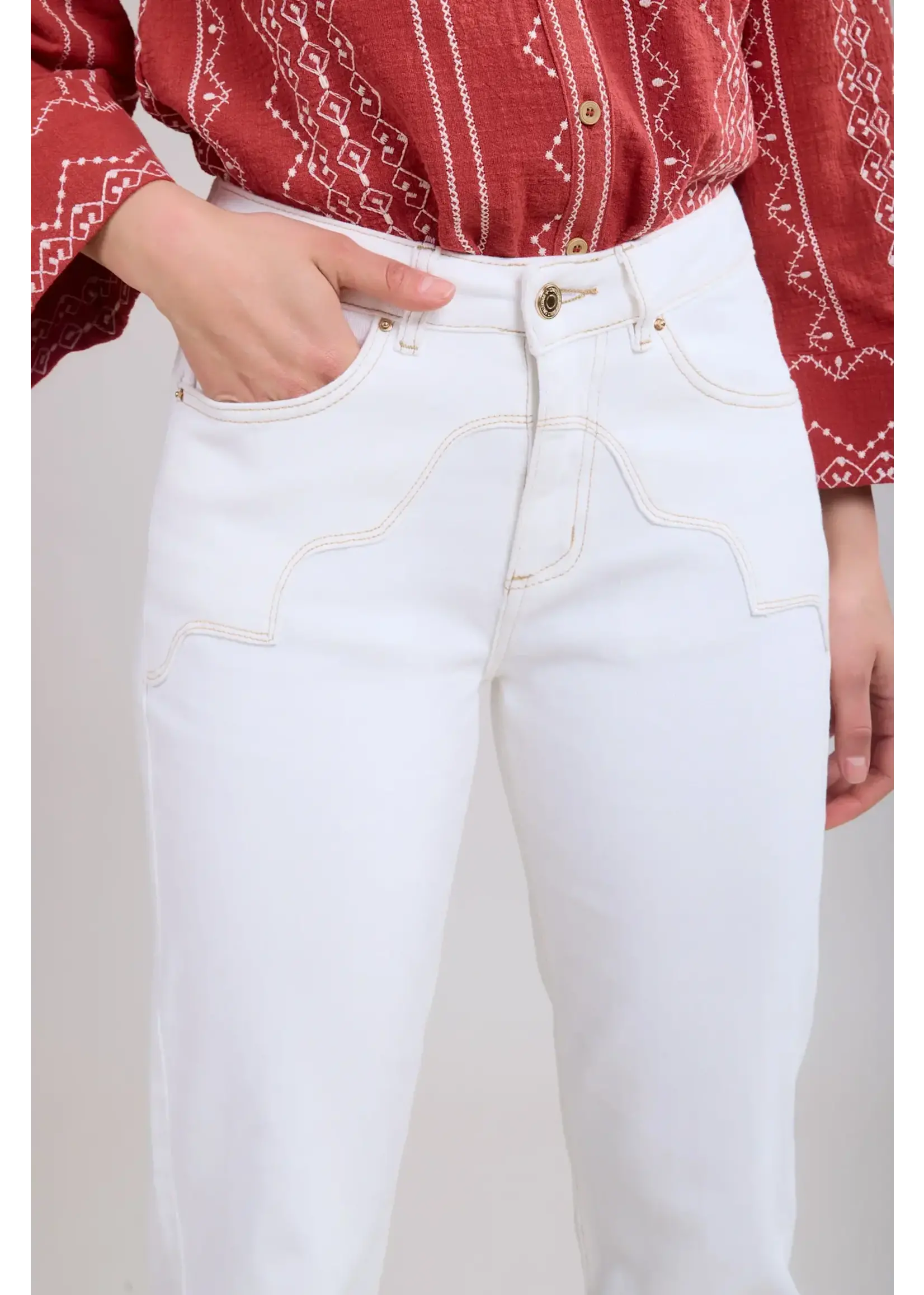 Toxik3 jean droit taille haute blanc - skyler