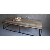 Rene Houtman Salontafel oud eikenhout met ijzeren onderstel 170 cm Rene Houtman Salontafel oud eikenhout met ijzeren onderstel 170 cm