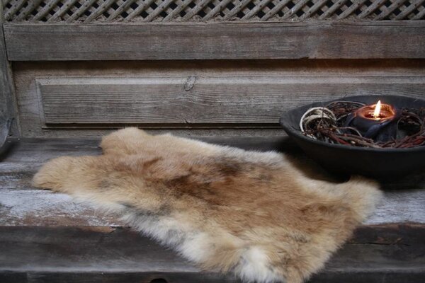 Konijnenvacht rood/bruin/zwart klein Konijnenvacht rood/bruin/zwart klein