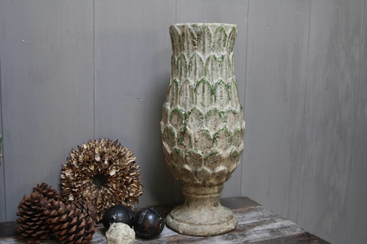 Groene stenen pot/vaas 49 cm