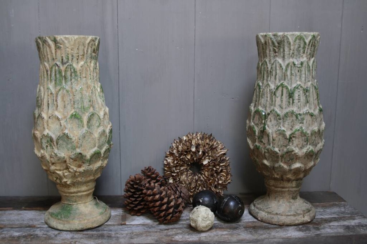 Groene stenen pot/vaas 49 cm