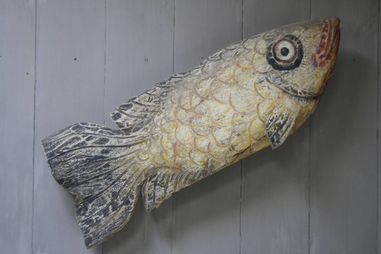 Houten vis wanddecoratie 110x40 Houten vis wanddecoratie 110x40