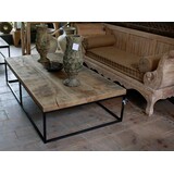 Rene Houtman Salontafel oud eikenhout met ijzeren onderstel 160 cm Rene Houtman Salontafel oud eikenhout met ijzeren onderstel 160 cm