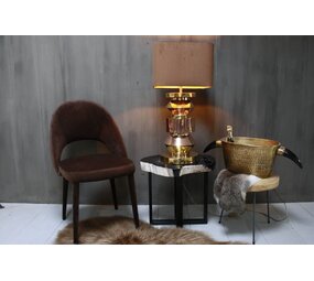 Goudkleurige schemerlamp Rich met velvet lampenkap Goudkleurige schemerlamp Rich met velvet lampenkap