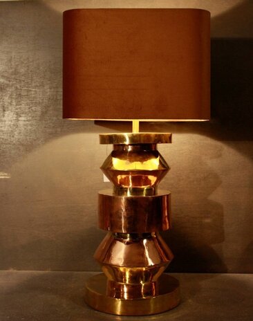 Goudkleurige schemerlamp Rich met velvet lampenkap Goudkleurige schemerlamp Rich met velvet lampenkap
