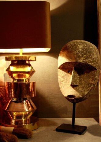 Goudkleurige schemerlamp Rich met velvet lampenkap Goudkleurige schemerlamp Rich met velvet lampenkap