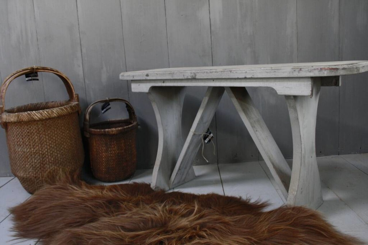 Grijs houten bankje 105 cm