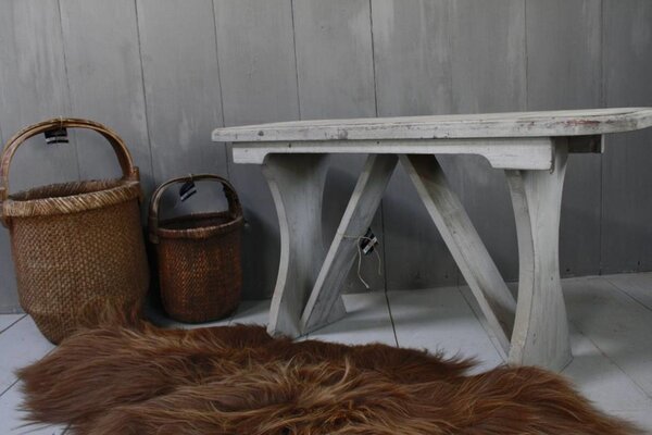 Grijs houten bankje 105 cm