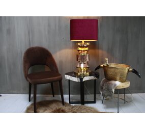 Bordeaux schemerlamp Rich met velvet lampenkap en koperen voet Bordeaux schemerlamp Rich met velvet lampenkap en koperen voet
